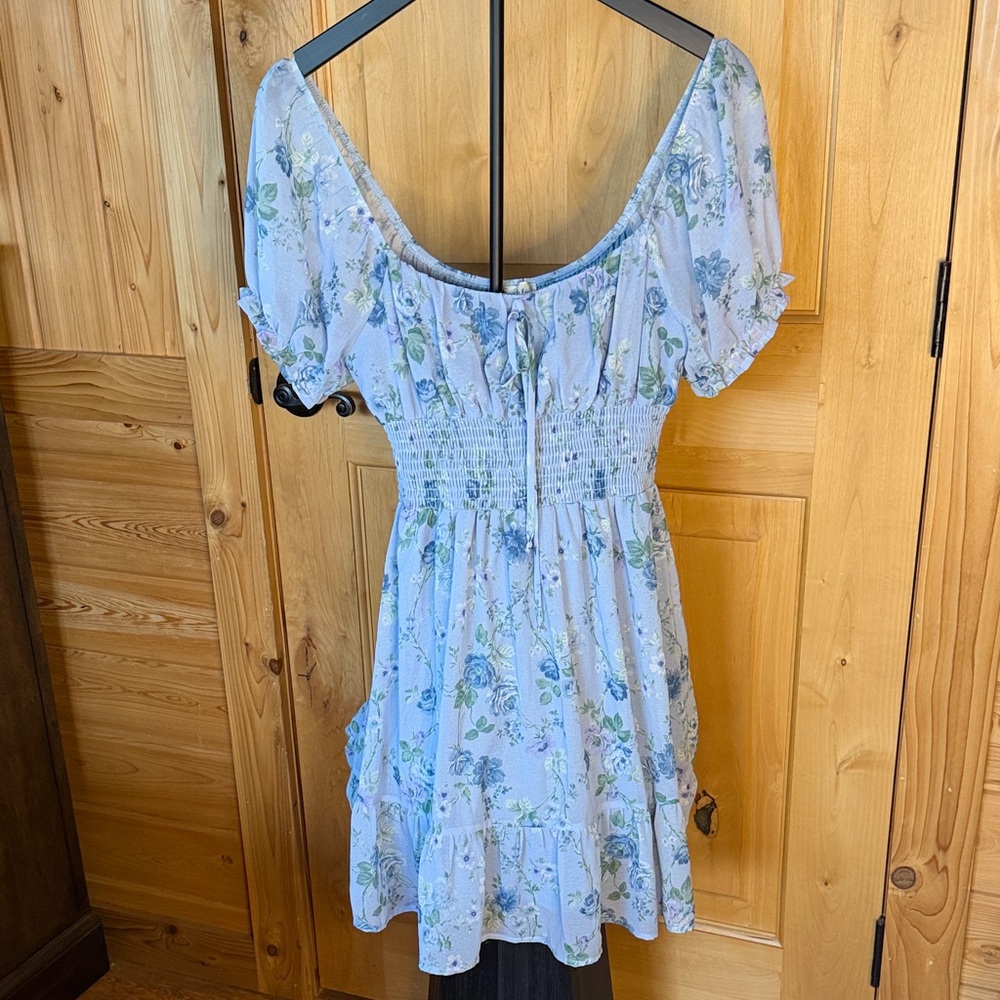 Peach Love California Blue Floral Mini Dress